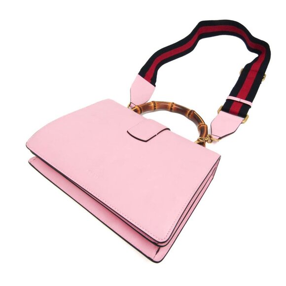 GUCCI Pink Leather Bamboo Shoulder Bag - Picture 2 of 16